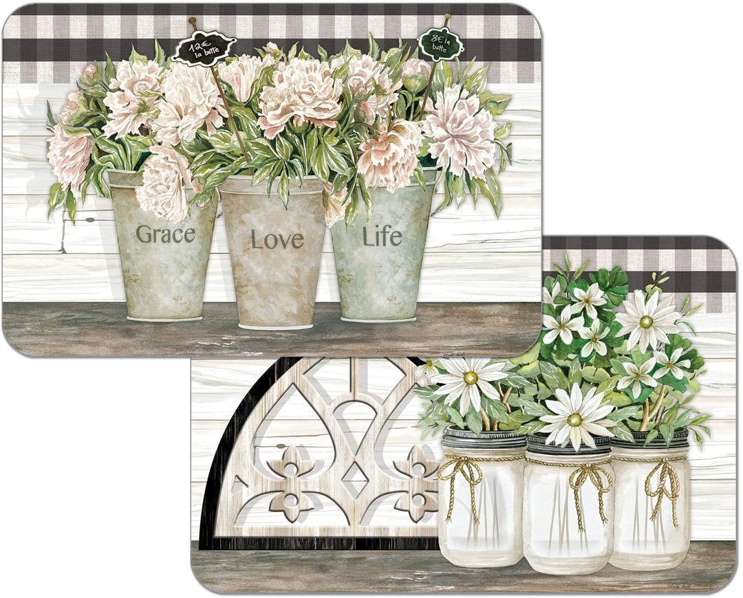 Wipe Clean Placemats Set 4 Vintage Farmhouse Color Rectangle