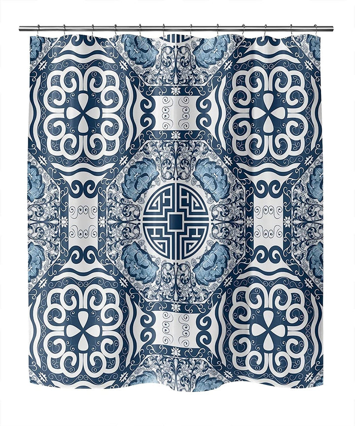 Blue Shower Curtain by 71x74 Blue Geometric Traditional