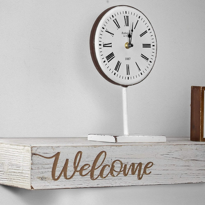 MISC Floating Wall Shelf Welcome Text Engraving White Wood