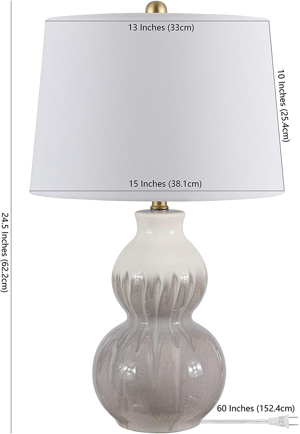 Lighting Ivory/Moss Green Ceramic Led Table Lamp 15" W X L 24 5" H Off/White Modern Contemporary Gold Bulbs Included - Diamond Home USA