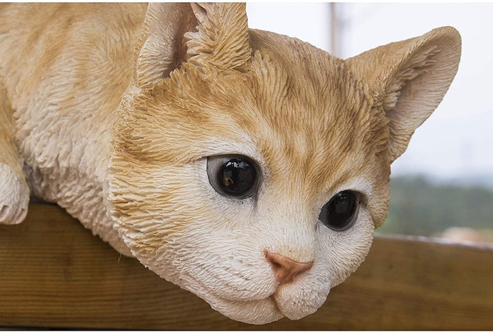 Cat Looking Over Ledge Orange Tabby Polyresin - Diamond Home USA