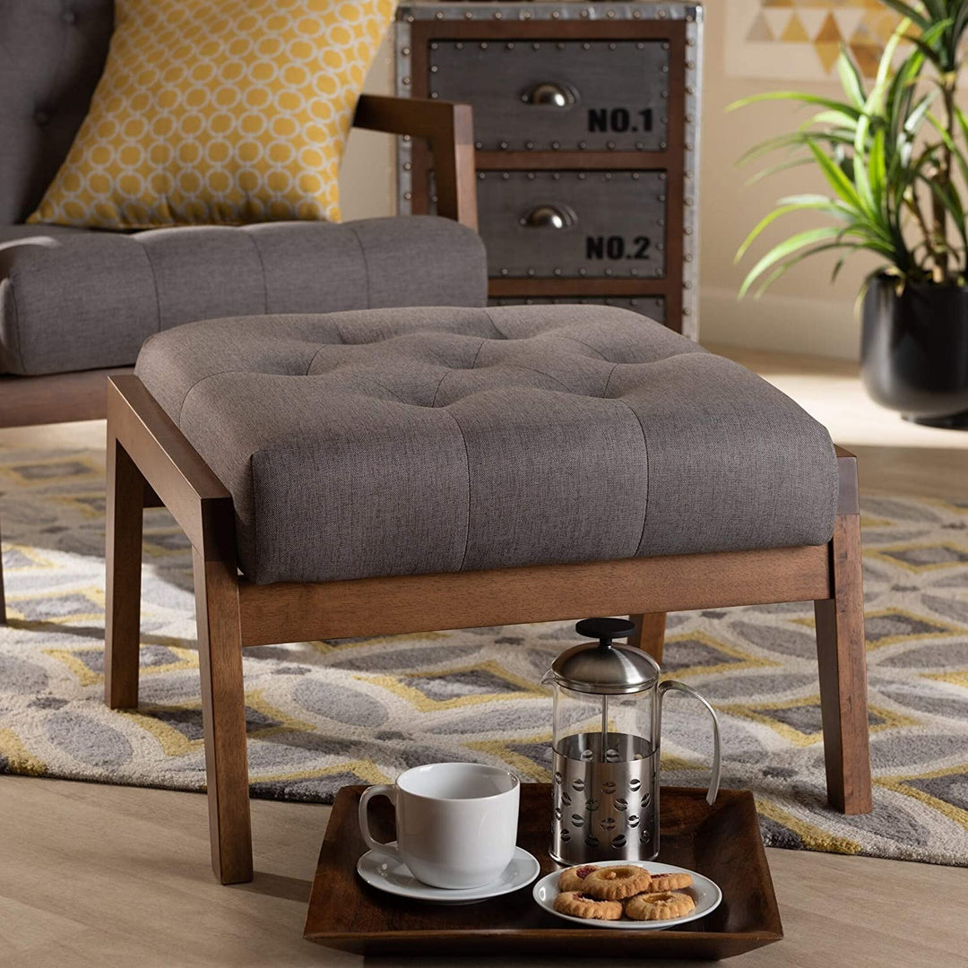 Mid Century Modern Upholstered Footstool Grey Mid Century