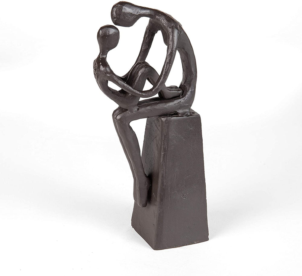 Mother Child Tender Embrace Cast Iron Sculpture Brown Bronze Finish - Diamond Home USA