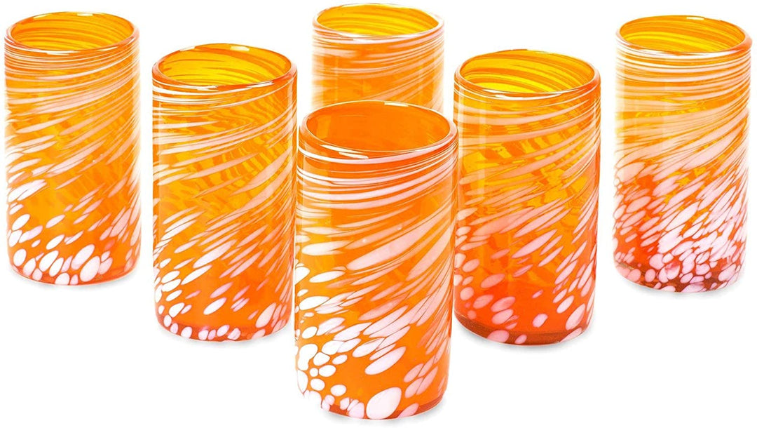 Handmade Colorful Festive Orange Glassware Barware