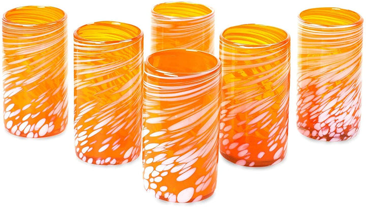 Handmade Colorful Festive Orange Glassware Barware