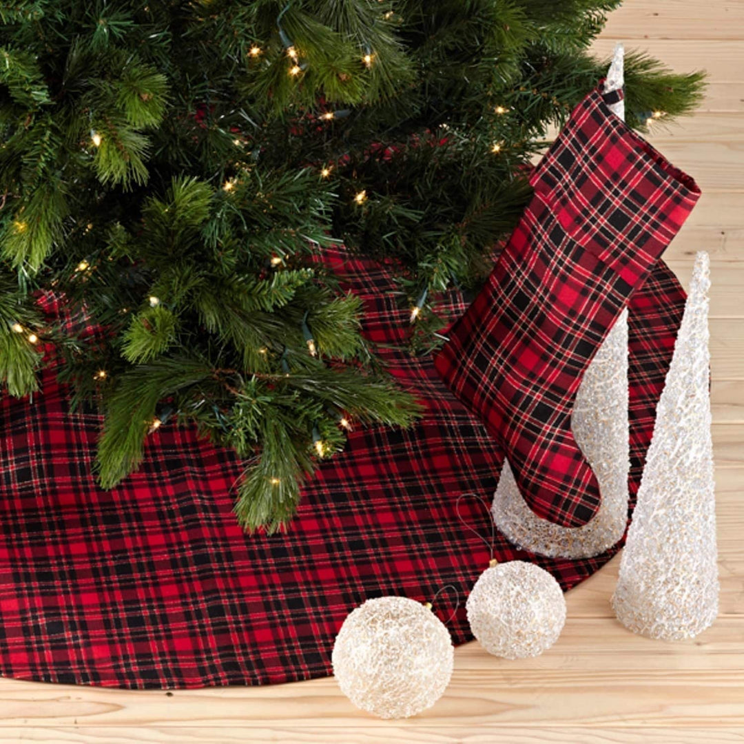 Classic Red Black Buffalo Plaid Holiday Decor Sherpa Trim