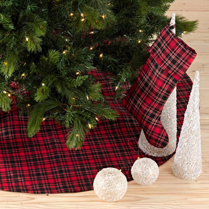 Classic Red Black Buffalo Plaid Holiday Decor Sherpa Trim