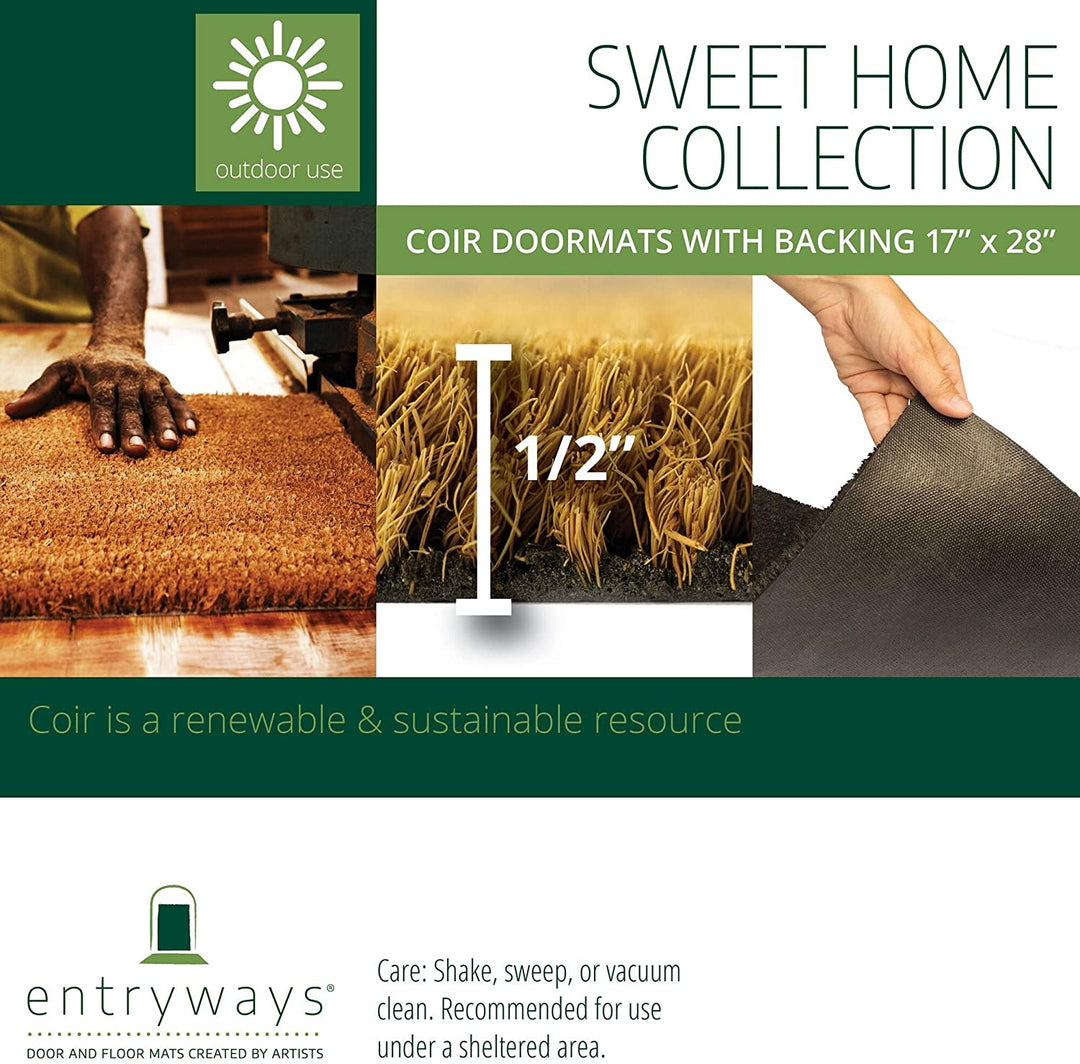 Coir Doormat Blue Transitional Rectangle All Weather - Diamond Home USA