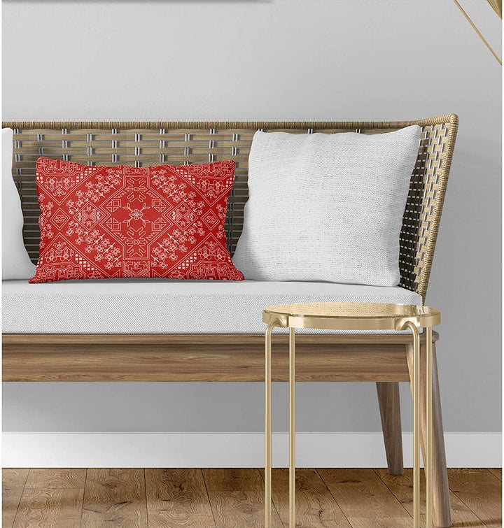 Terracotta Lumbar Pillow Orange Geometric Southwestern Polyester Single Removable Cover - Diamond Home USA