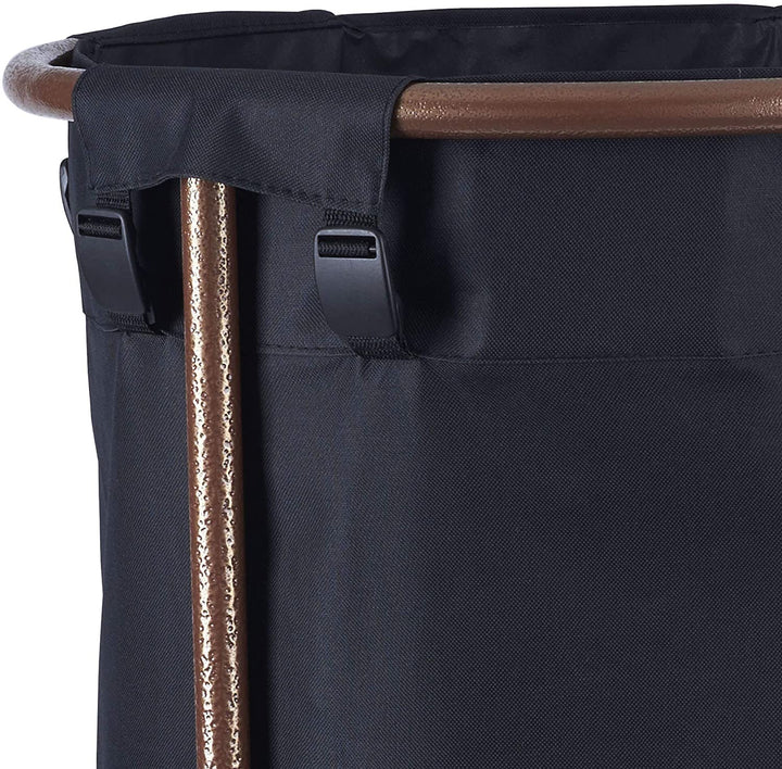 Copper Black Round Laundry Hamper Fabric Metal Plastic