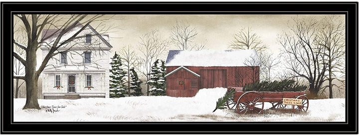 Christmas Trees Billy Ready Hang Framed Black Frame