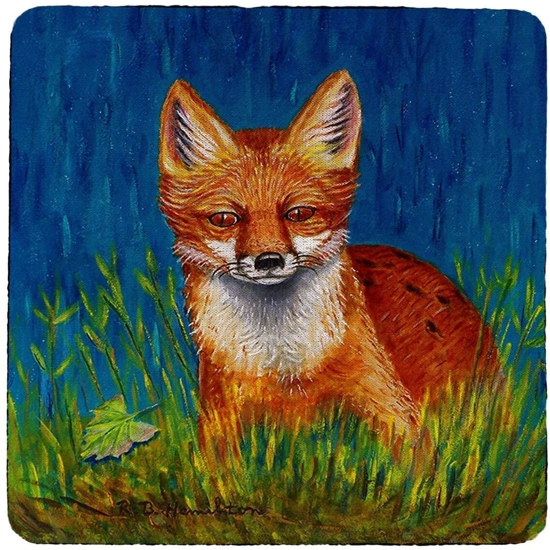 Red Fox Coaster Set 4 Color Synthetic