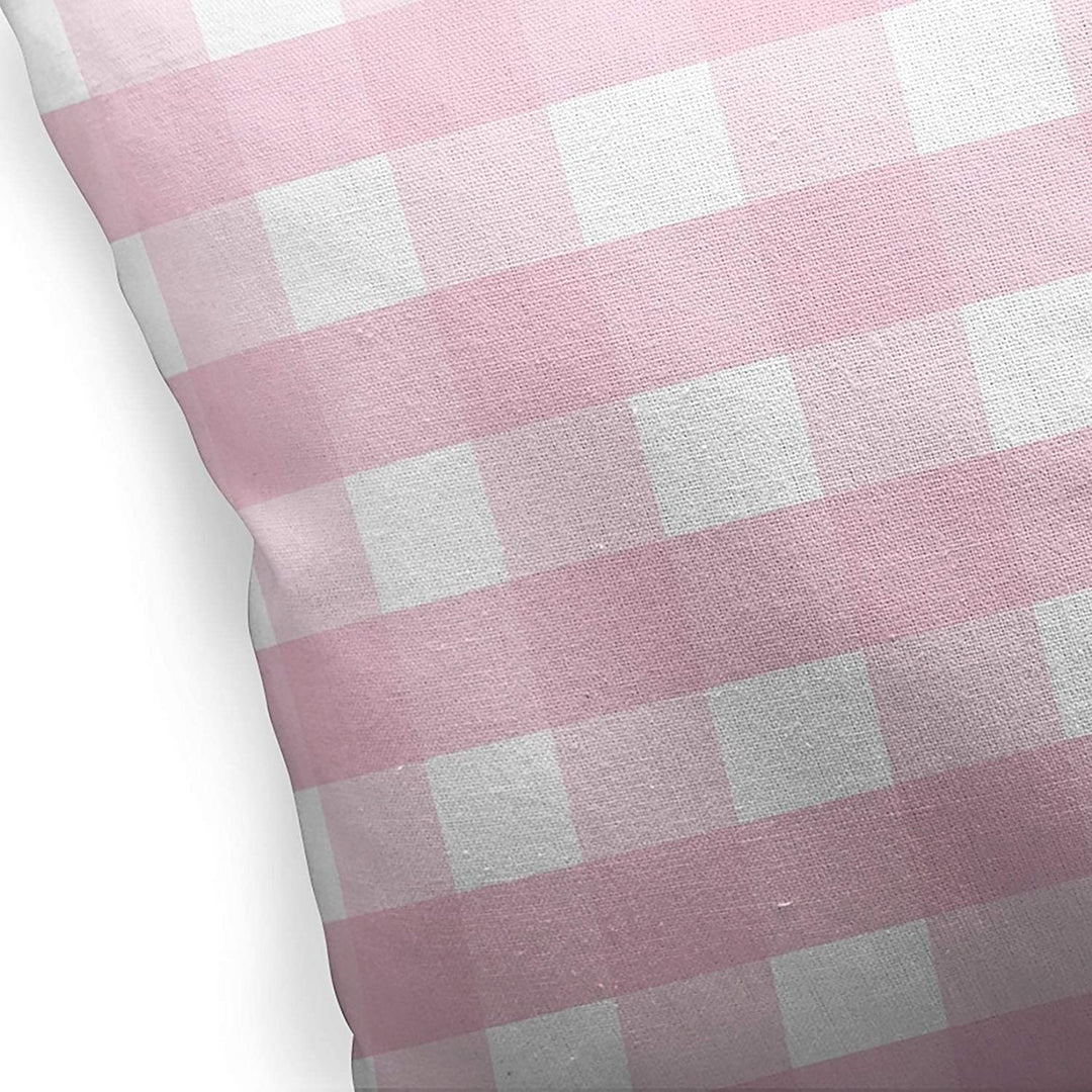 Pink Gingham Dream Indoor|Outdoor Pillow by 18x18 Pink Plaid Modern Contemporary Polyester Removable Cover