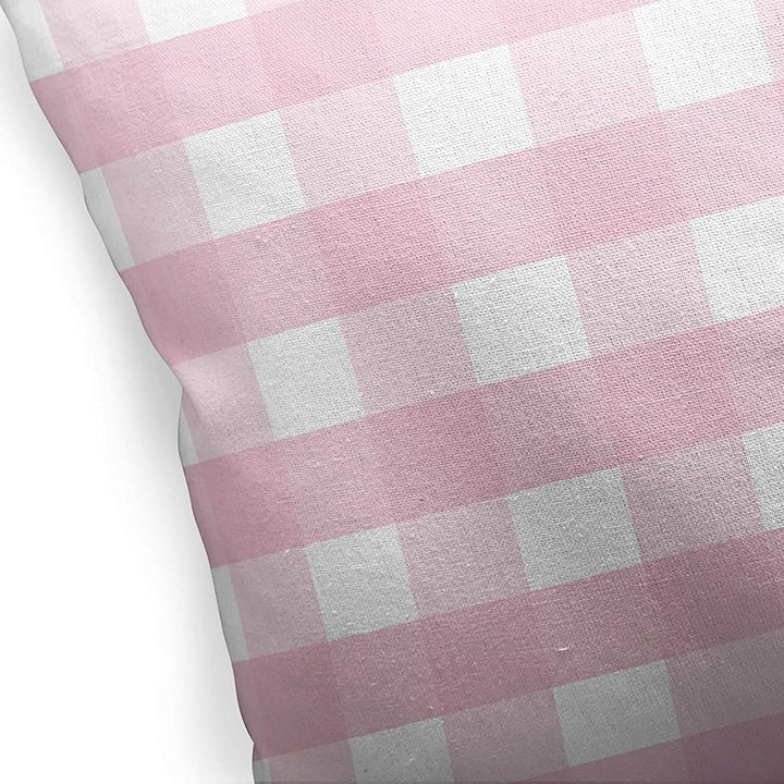 Pink Gingham Dream Indoor|Outdoor Pillow by 18x18 Pink Plaid Modern Contemporary Polyester Removable Cover