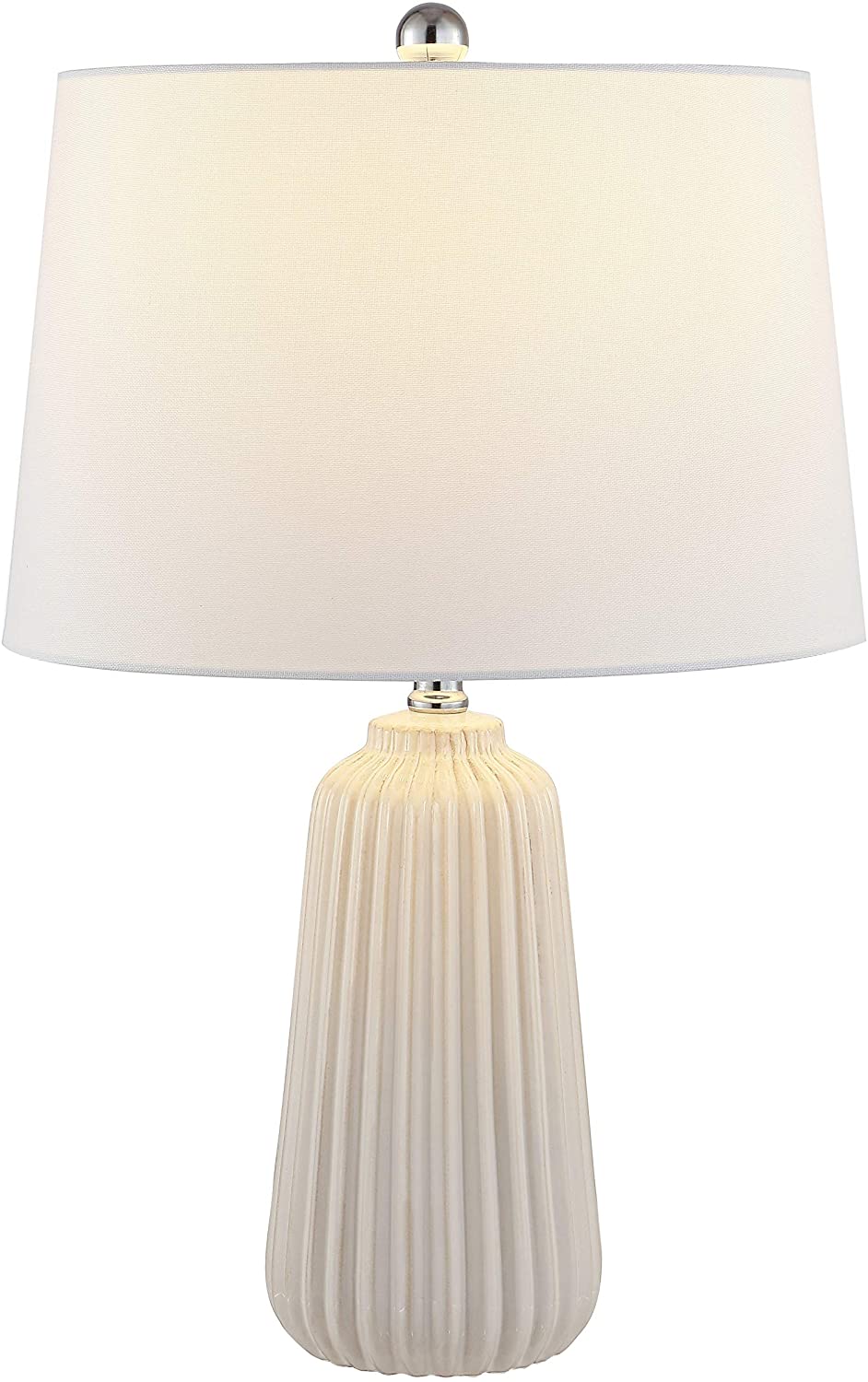 24 inch Ceramic Table Lamp 15" X 24" White Modern Contemporary Traditional Chrome Bulbs Included - Diamond Home USA