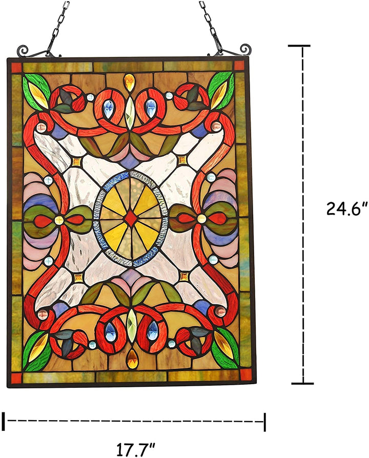 Tiffany Window Panel/suncatcher Color Traditional Rectangular Victorian Glass Includes Hardware