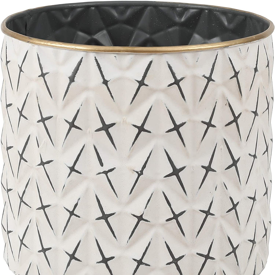 Unknown1 3 Piece Standing Metal Round Planters Black White Modern Contemporary - Diamond Home USA