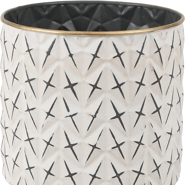 Unknown1 3 Piece Standing Metal Round Planters Black White Modern Contemporary - Diamond Home USA