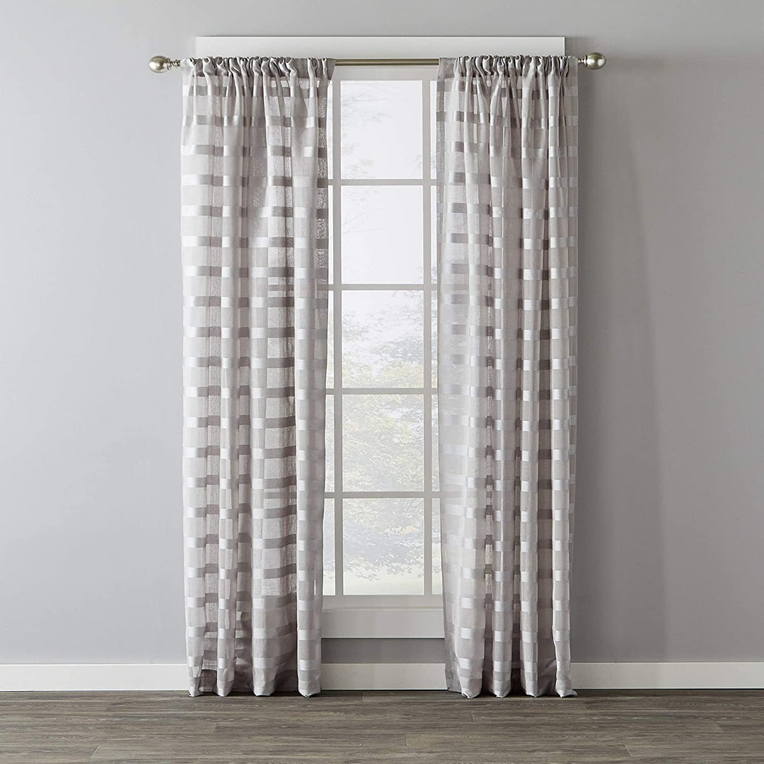 Parkland 84 Inch Panel Dove Gray Grey Stripe Traditional