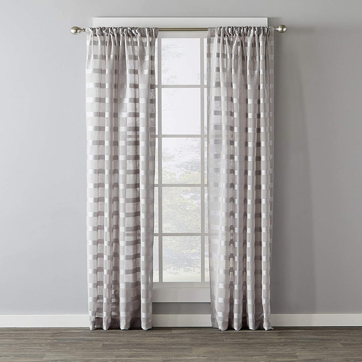 Parkland 84 Inch Panel Dove Gray Grey Stripe Traditional