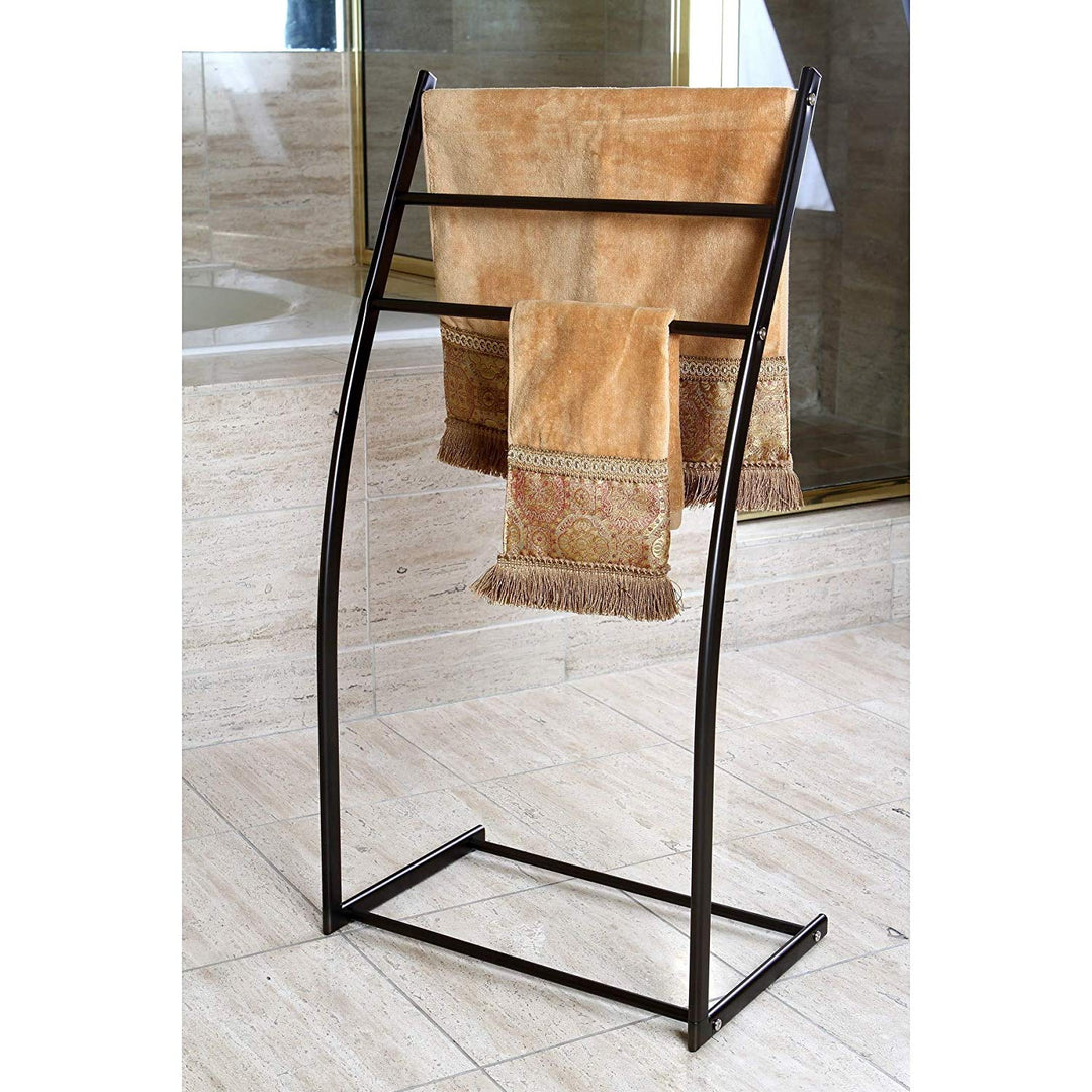34 Inch Standing Pedestal Towel Holder Bronze Tiered