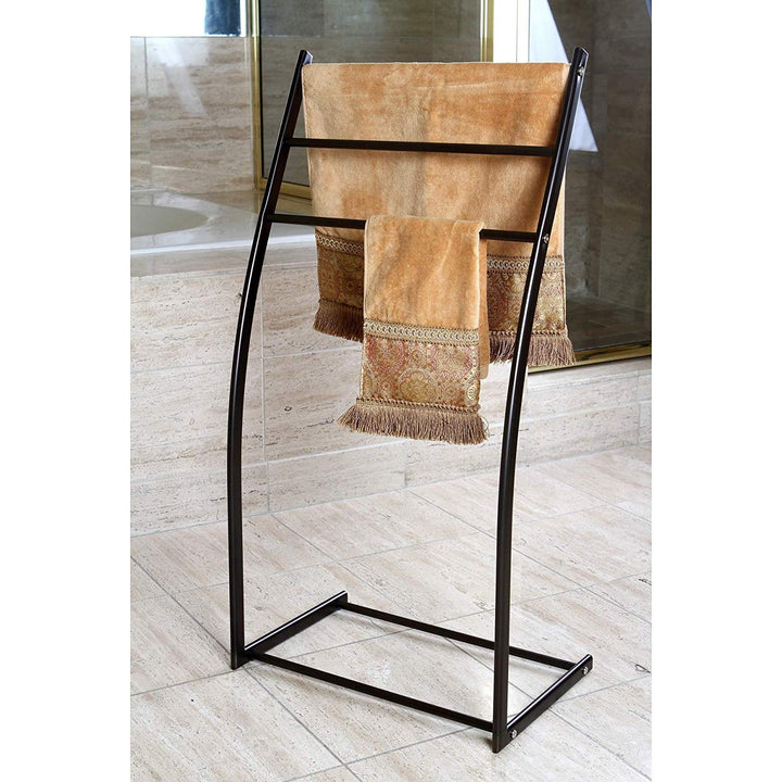 34 Inch Standing Pedestal Towel Holder Bronze Tiered
