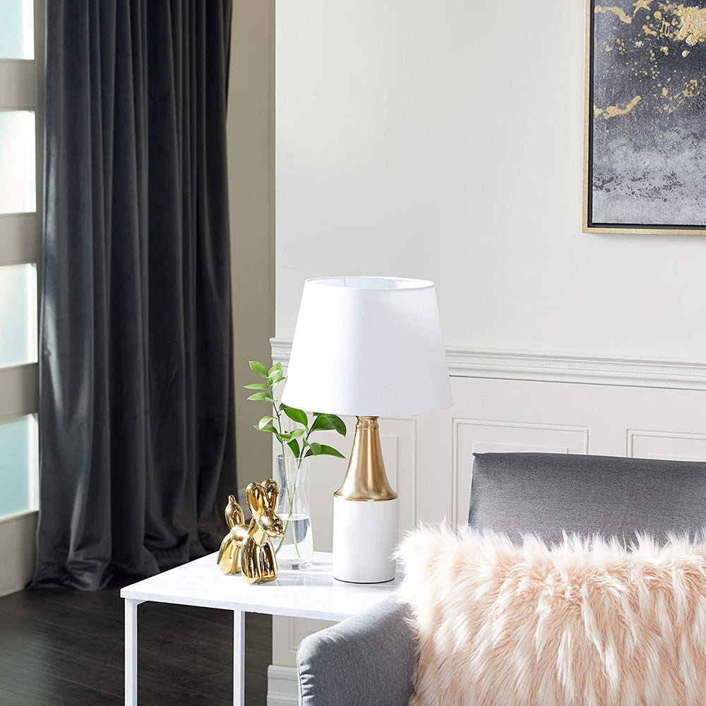 White Gold Metal Cement Table Lamp Shade 12" X 21" 12 X 21 Modern Contemporary - Diamond Home USA