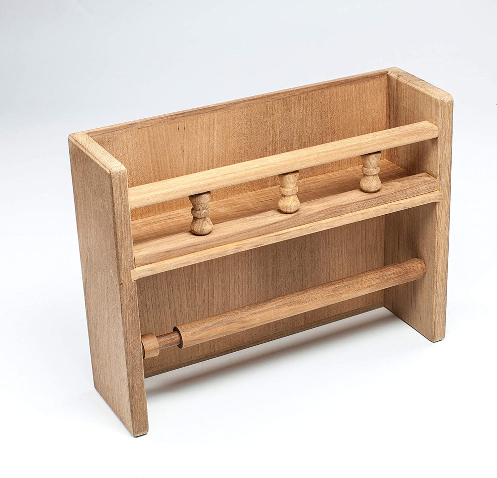 MISC Teak Spice Rack Paper Towel Holder 13 1/16" W X 10" H 3 3/4" D Brown Wood