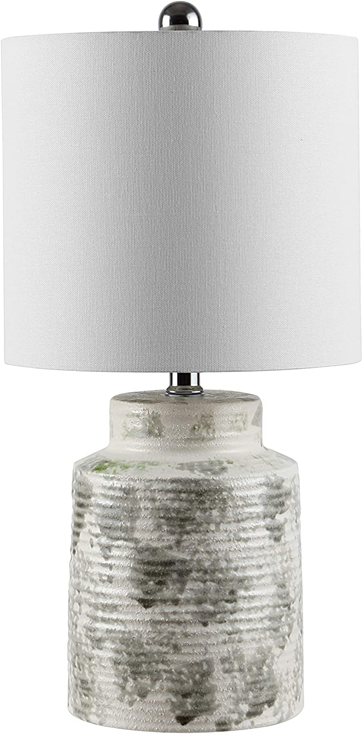 19 inch Ceramic Table Lamp 10" X 19" Grey Modern Contemporary Traditional Chrome Bulbs Included - Diamond Home USA
