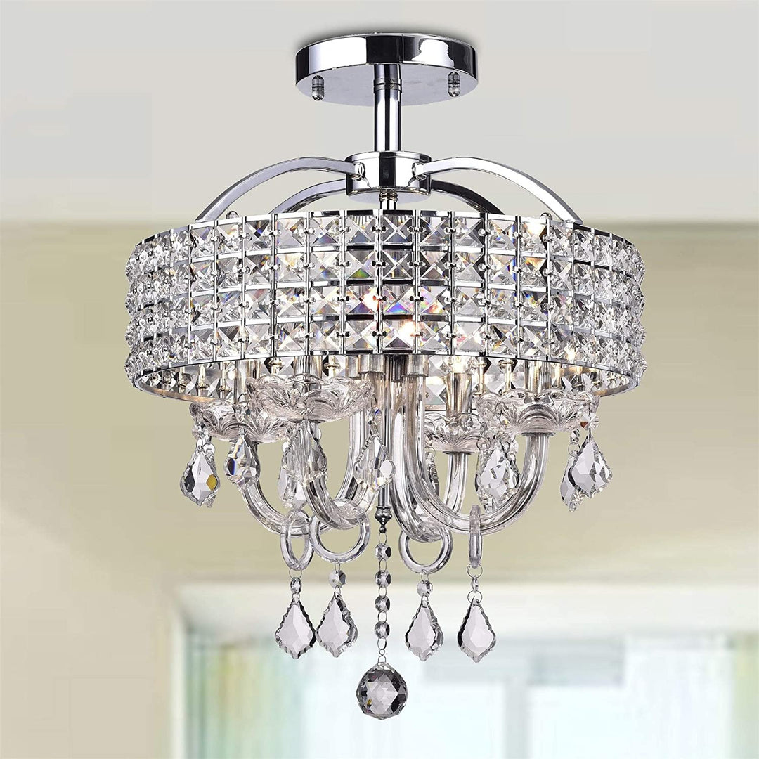 4 Light Chrome Semi Flush ount Finish odern Contemporary