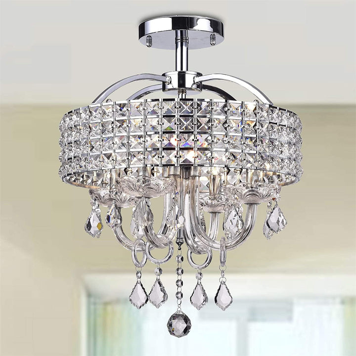 4 Light Chrome Semi Flush ount Finish odern Contemporary