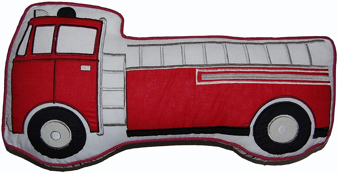 Fire Truck Pillow Red Applique Casual Modern Contemporary