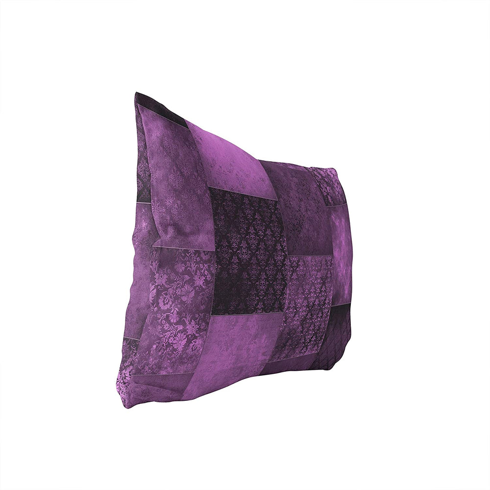 Eclectic Bohemian Patchwork Eggplant Lumbar Pillow Purple Geometric Bohemian Eclectic Polyester Single Removable Cover - Diamond Home USA