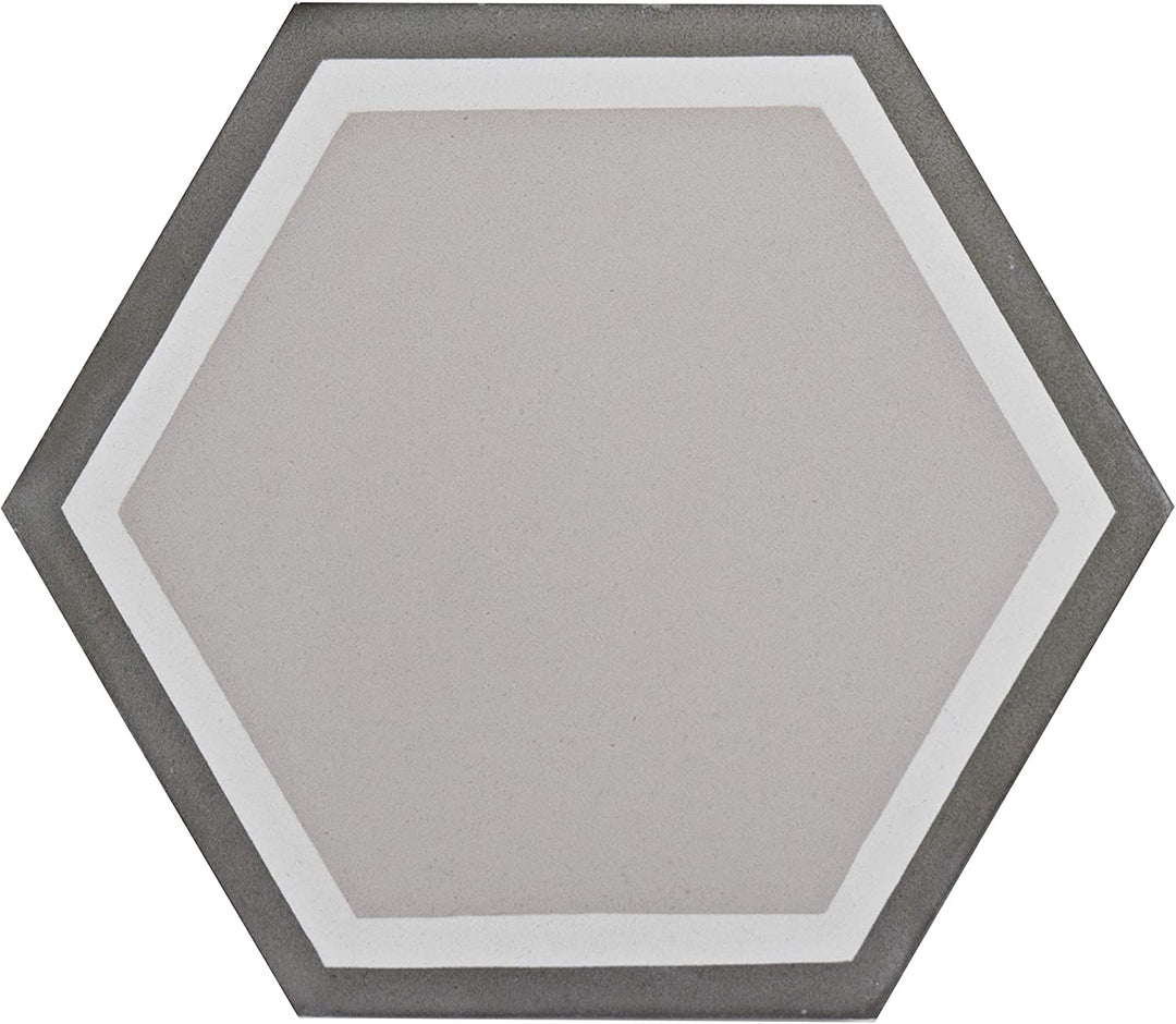 Cement Hex Channel Floor Wall Tile (12 Tiles/5 05 Sqft ) Grey Hexagon Ceramic Handmade - Diamond Home USA