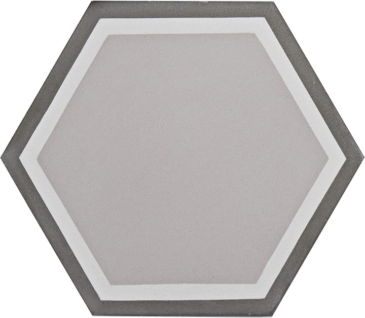 Cement Hex Channel Floor Wall Tile (12 Tiles/5 05 Sqft ) Grey Hexagon Ceramic Handmade - Diamond Home USA