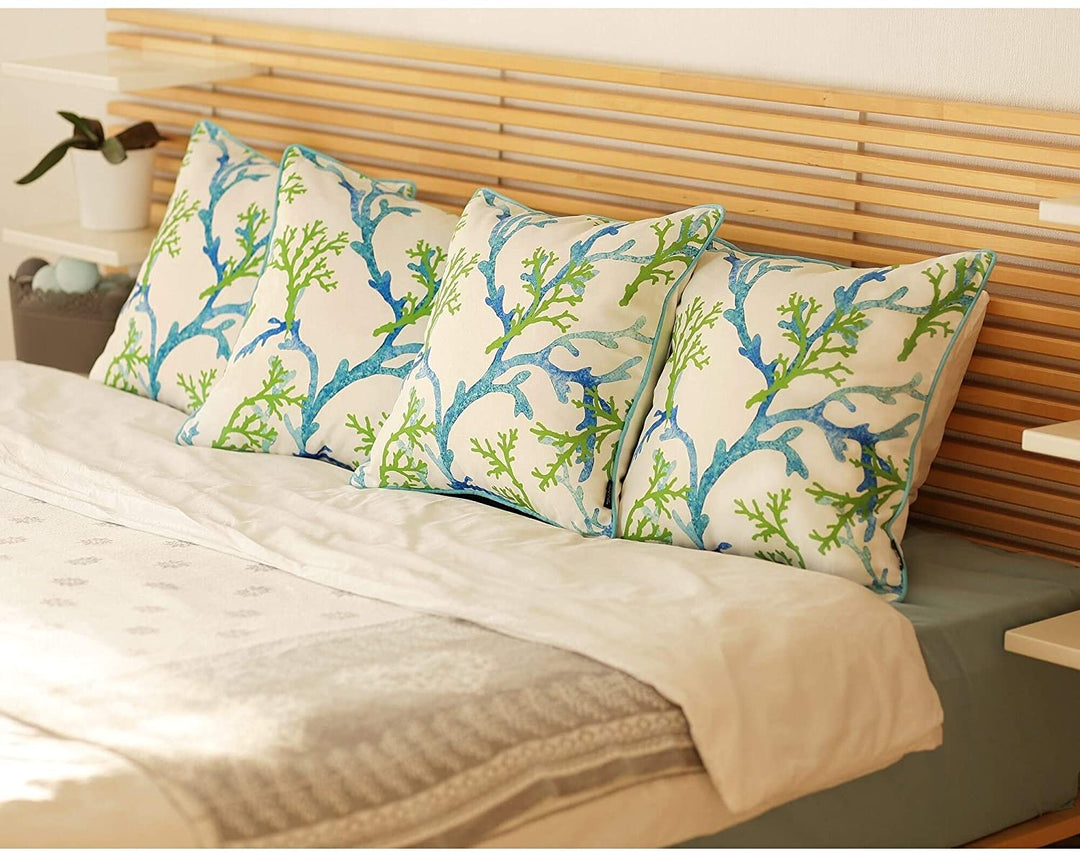 Marine Blue Coral Decorative Throw illow Cover 18"x18" (4