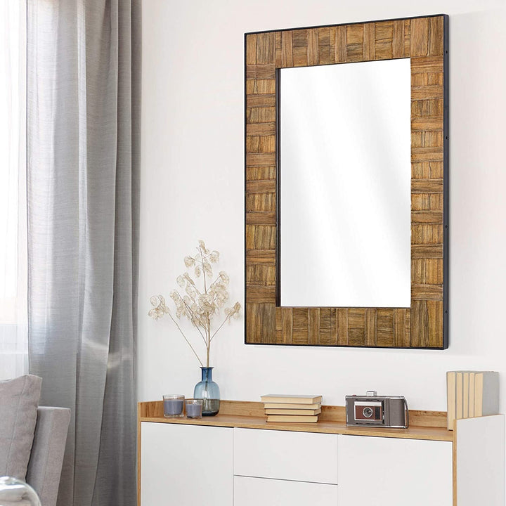 Wood Metal Wall Mirror (35" X 26") Brown Includes Hardware - Diamond Home USA