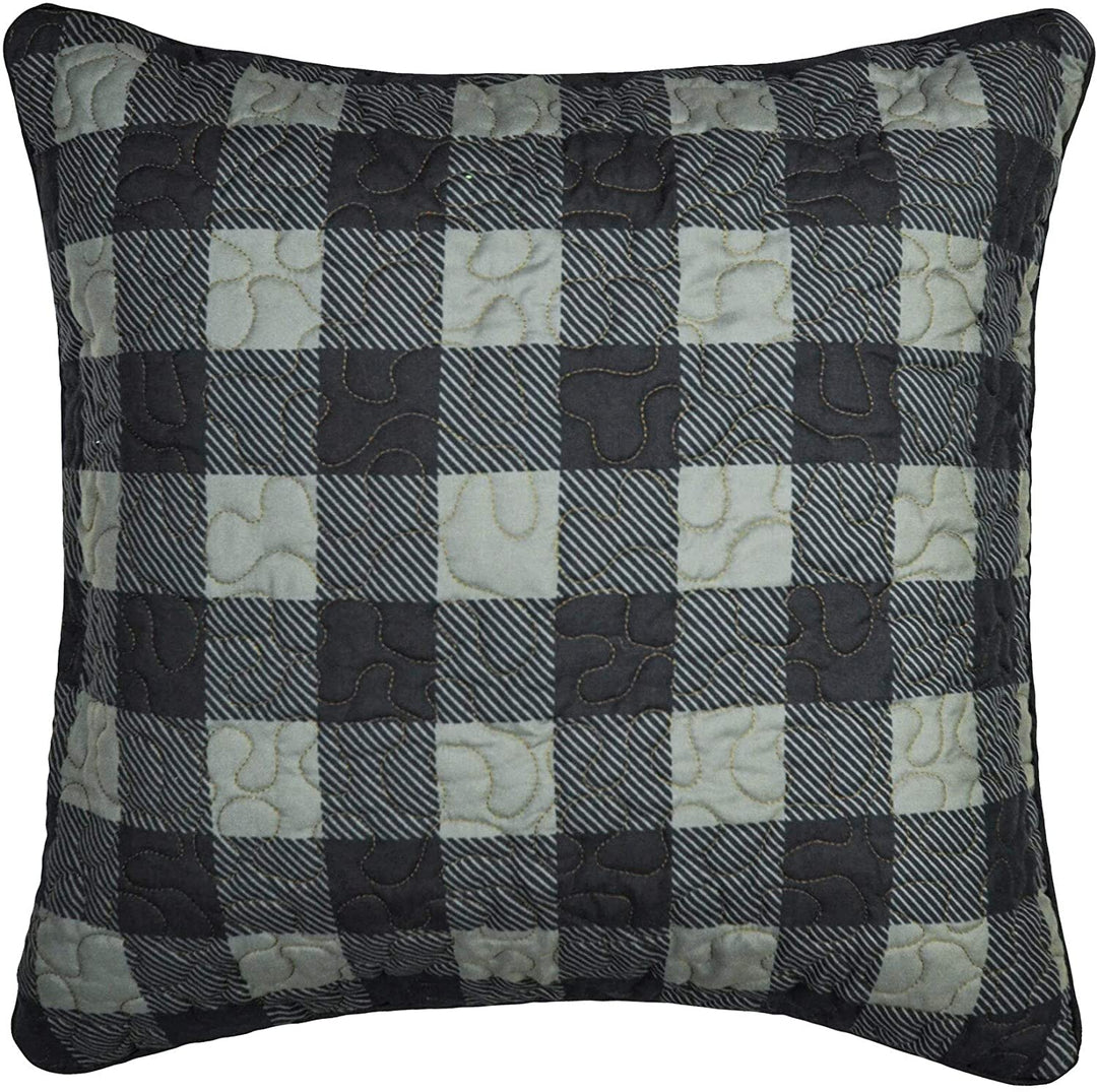 Bear Walk Plaid UCC Check Decorative Pillow Green Cabin