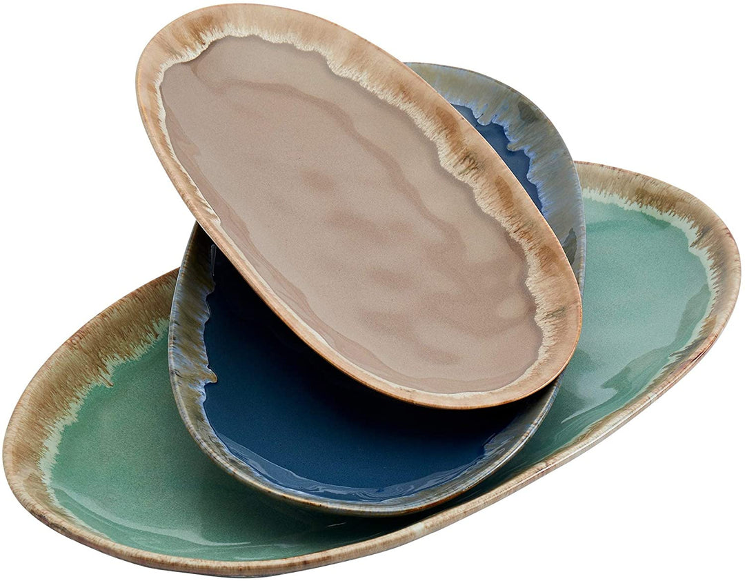 Tabletops Gallery Assorted Tuscon Serving Platters Set 3