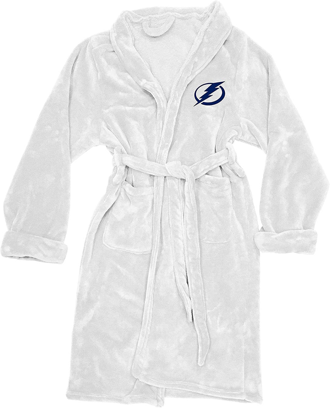 Lightning L/XL Bathrobe White Solid Color Unisex