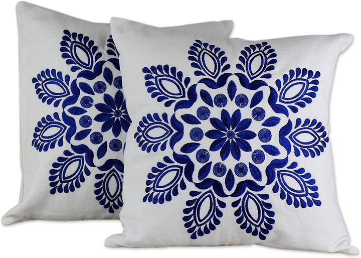 Handmade Blue Delhi Splendor Cushion Cover Set 2 (India)