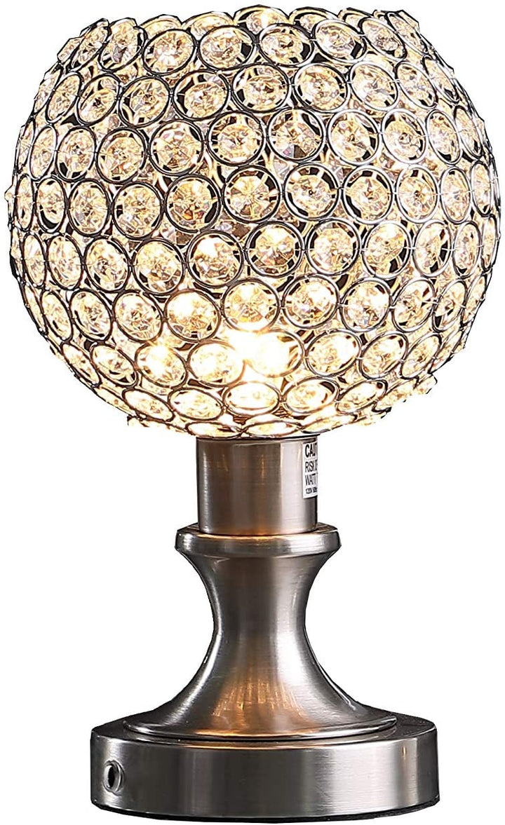 11 5" Crystal Inspired Sequin Upright Brush Silver Table Lamp Modern Contemporary - Diamond Home USA
