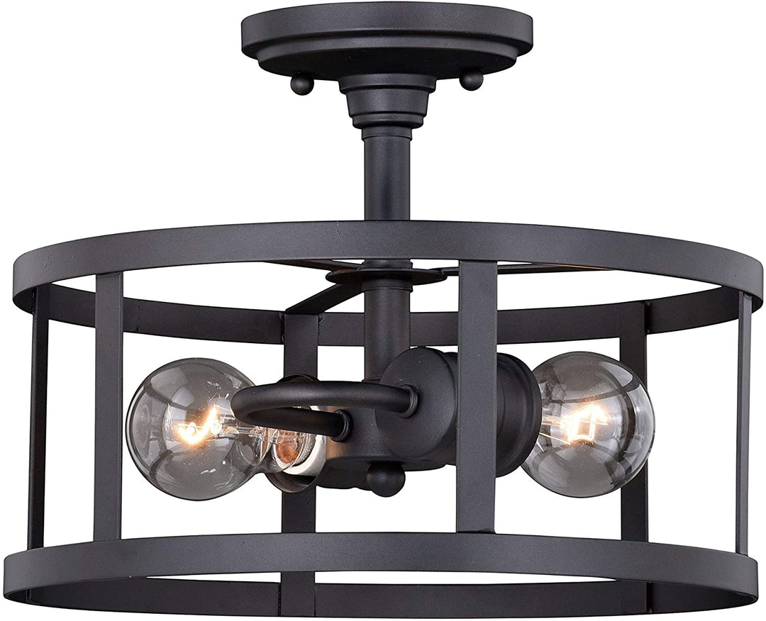 12 W Bronze Farmhouse Cage Semi Flush Mount Ceiling Light