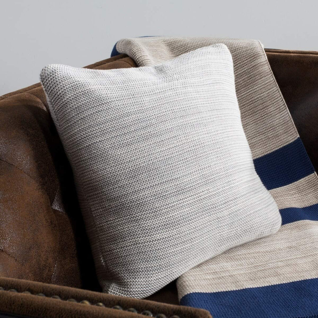 Knit Cotton Grey 20 inch Decorative Pillow Textured Casual