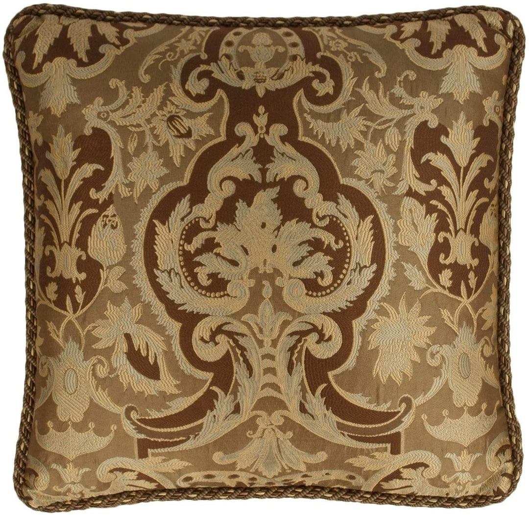 Brown 20 inch Luxury Pillow Beige Gold Polyester