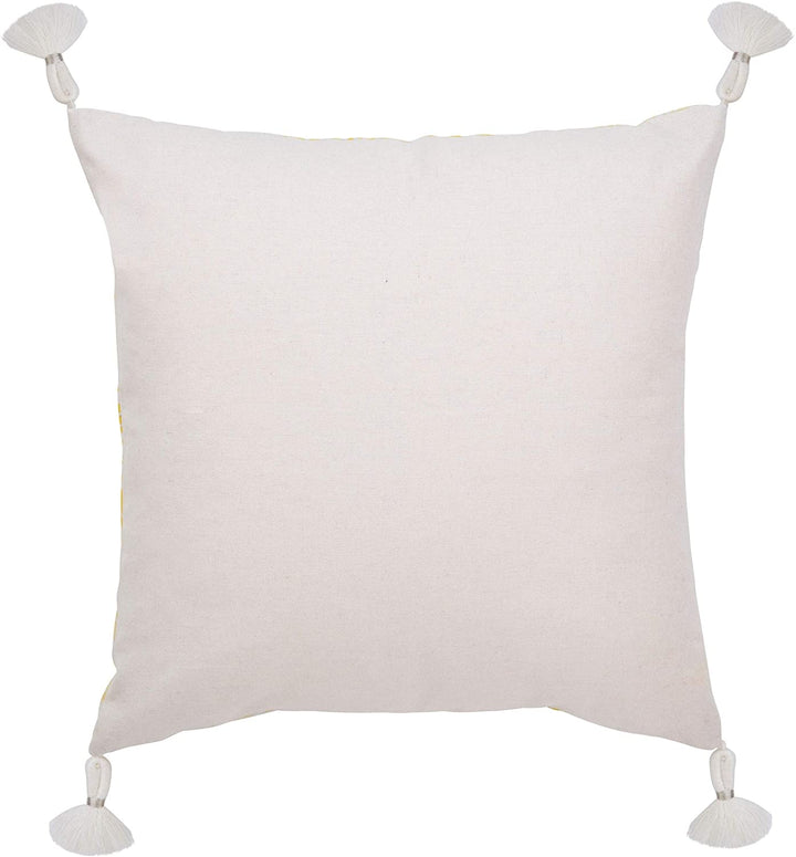 18 inch Tassel Decorative Throw Pillow Green Ivory Nature Modern Contemporary Cotton Polyester