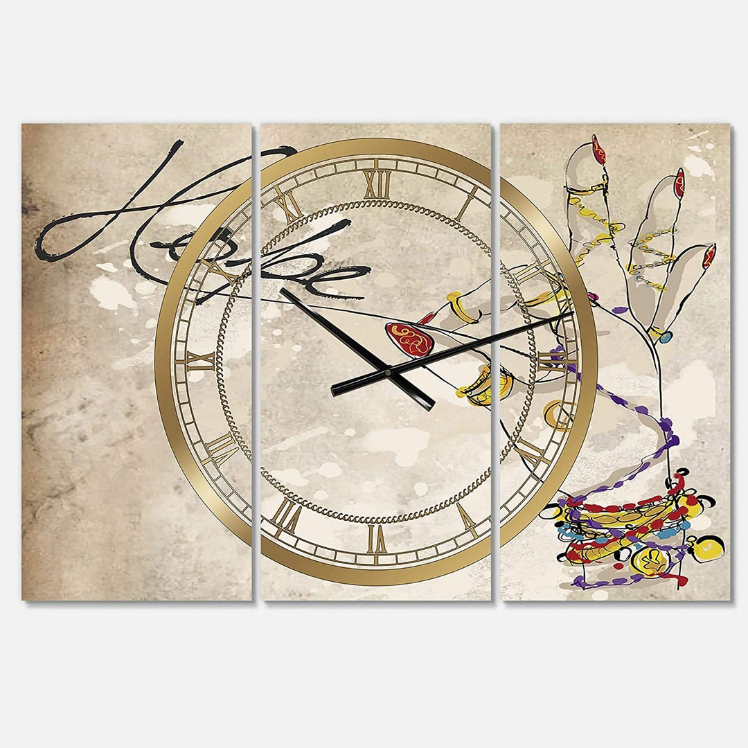 Oversized Cottage Wall Clock 3 Panels 36 Wide X 28 High Brown Farmhouse Traditional Rectangular Steel Finish Battery Included - Diamond Home USA