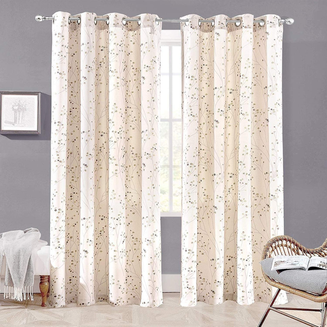 Ink Floral Pattern Room Darkening Window Curtain Panel