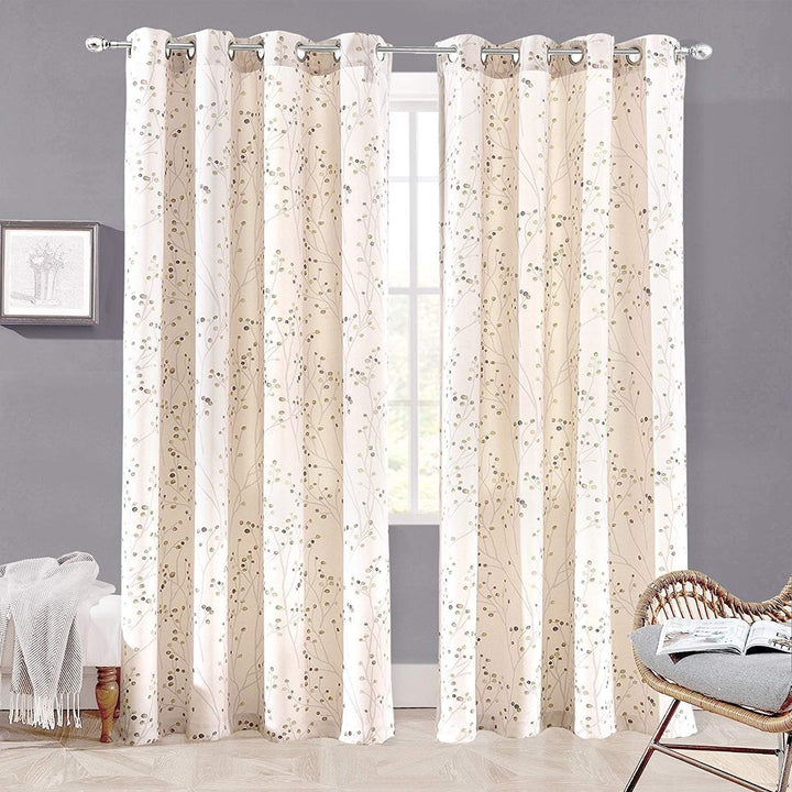 Ink Floral Pattern Room Darkening Window Curtain Panel