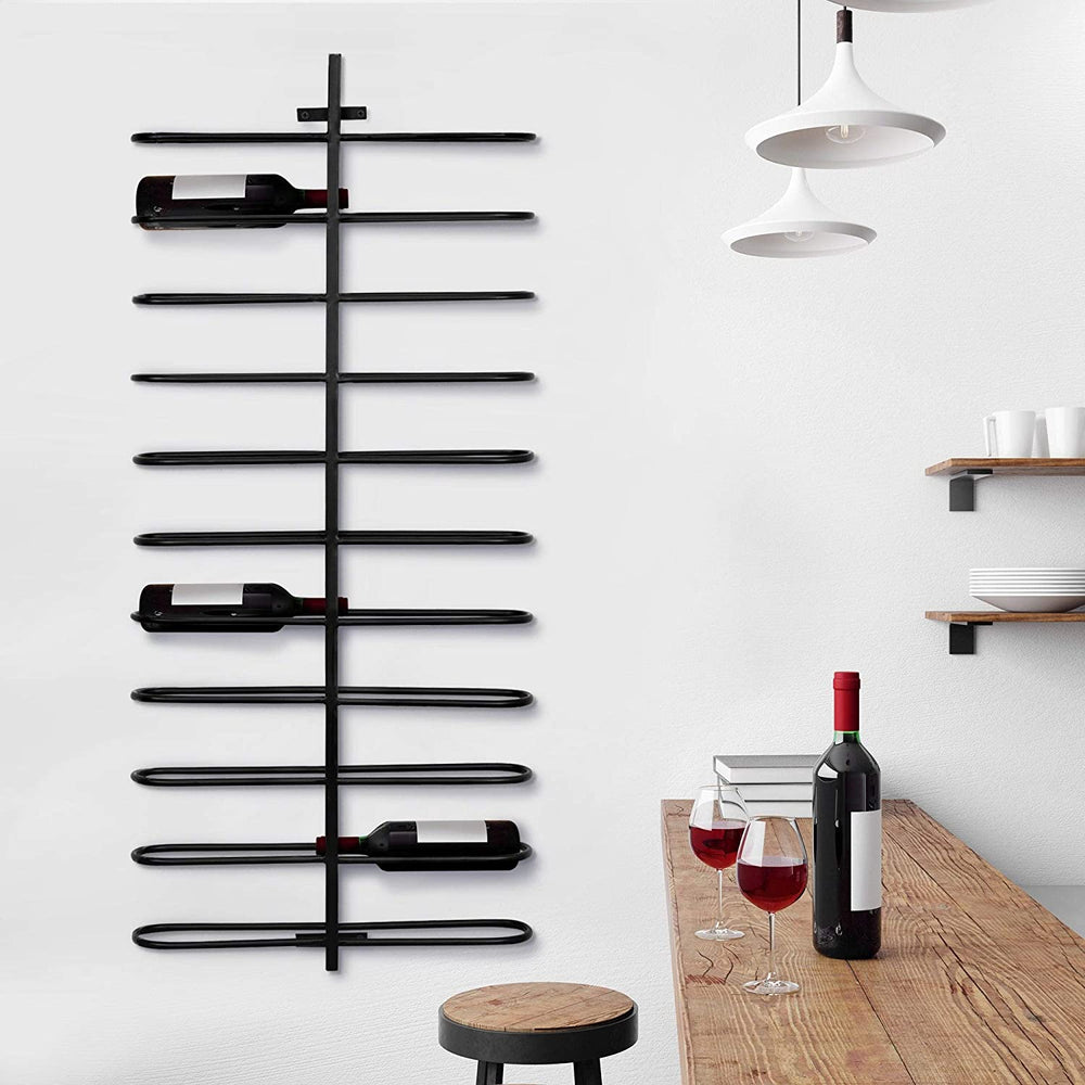 Metal Wall Mounted Wine Rack (47 25" X 20 5" 3 5") Black - Diamond Home USA